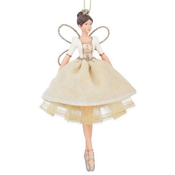Елочная игрушка "Фея" 14 см, бежевая