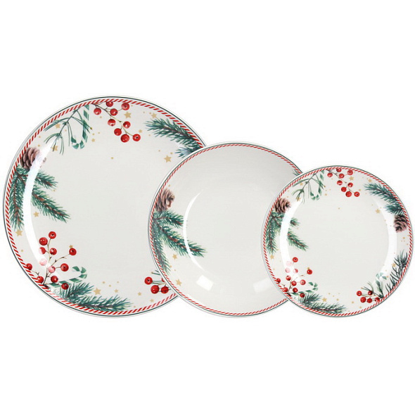 Набор посуды на 6 персон Madison Candy Christmas, 18 предметов