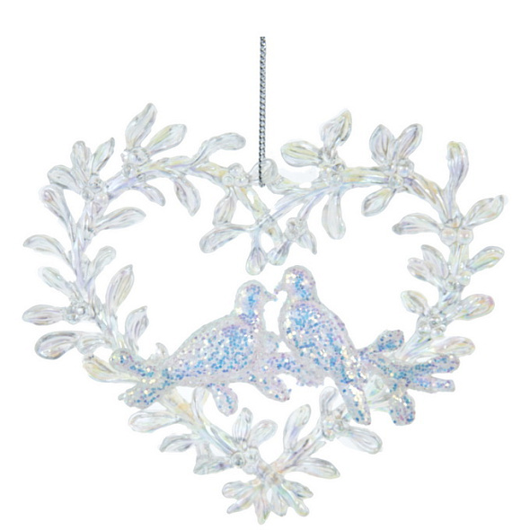 Елочная игрушка "Голуби в сердце" 11,4 см