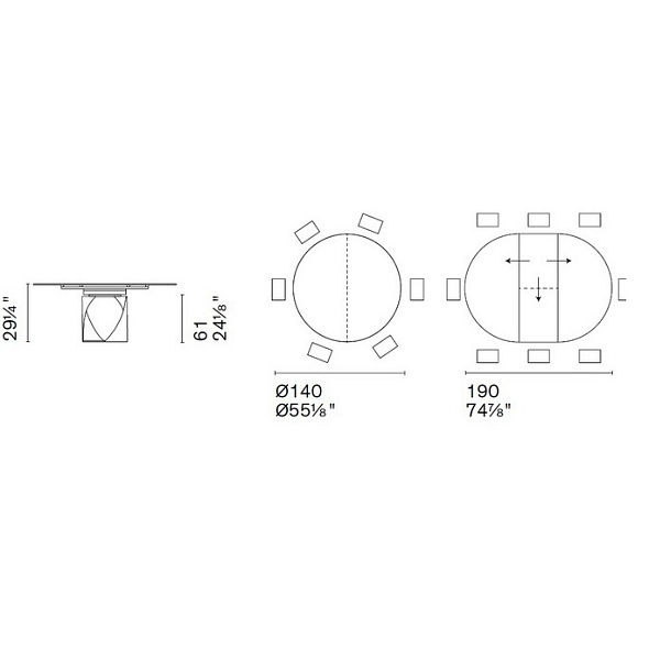 Стол Calligaris Cyclone 140(190)х140, Bronze