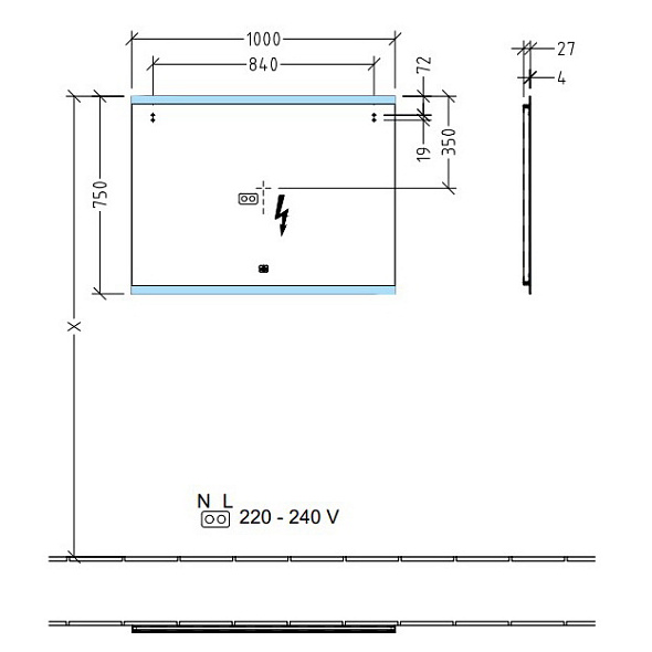 Зеркало Villeroy & Boch More to See Square 100x70, с подсветкой