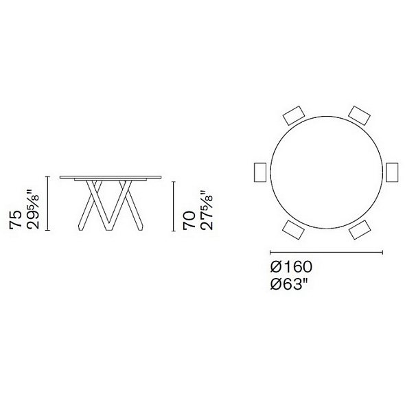 Стол Calligaris Cartesio 160х160, Bronze