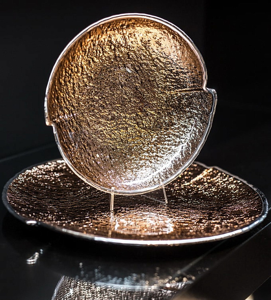 Блюдо овальное Dogale Euclide Oro Rosa 34х22 см