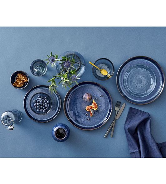 Тарелка салатная Bitz 21 см, чёрная/синяя