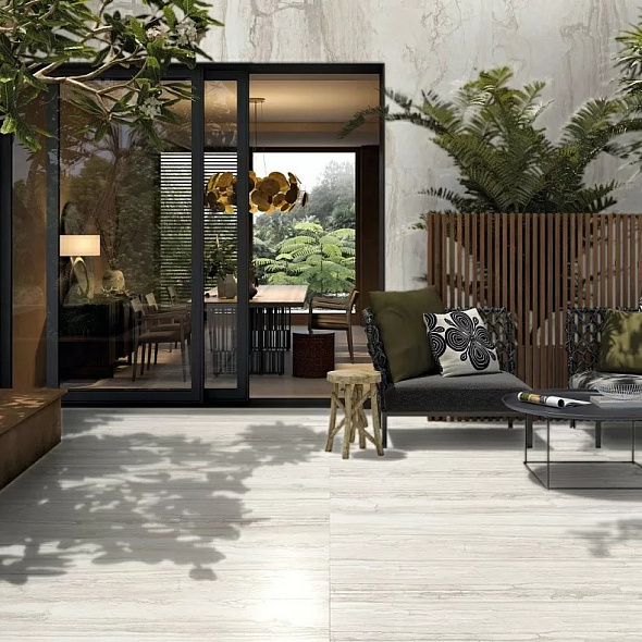 Керамогранит La Faenza Bianco 90х90 N, Travertino Oniciato, 10 мм