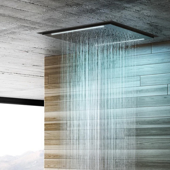 Лейка для душа Gessi Acciaio, с накладной панелью, потолочная, 50х50 см, зеркальная сталь
