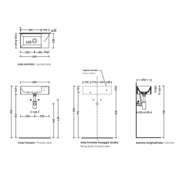 Раковина накладная Flaminia Applight 50х25 AP5025DXTC, Terracotta