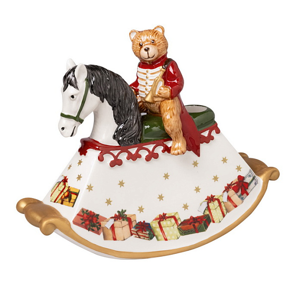Подсвечник "Мишка на лошадке-качалке" 17 см