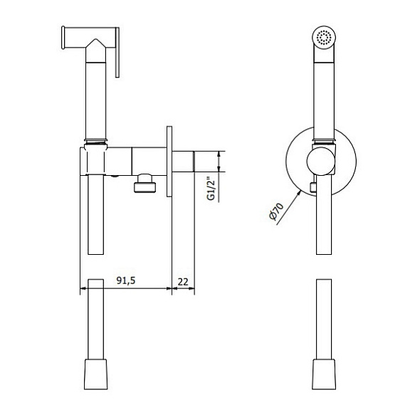 Гигиенический душ iB Rubinetti Shower&Co 316 P3075BM, черный матовый