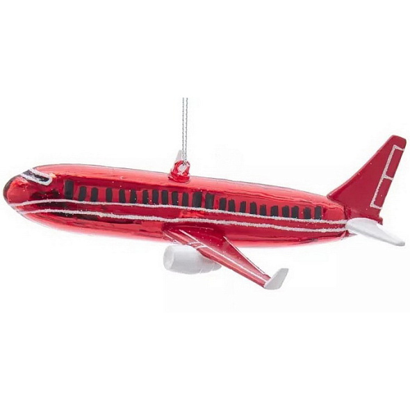 Новогодняя игрушка "Красный самолет" 15,2 см