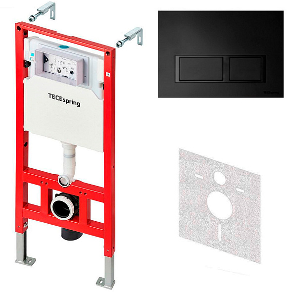 Комплект инсталляции TECEspring Base + кнопка черная матовая, 4в1