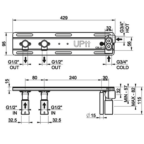 Внутренняя часть Gessi HI-FI 63021.031 смесителя термостатического, хром