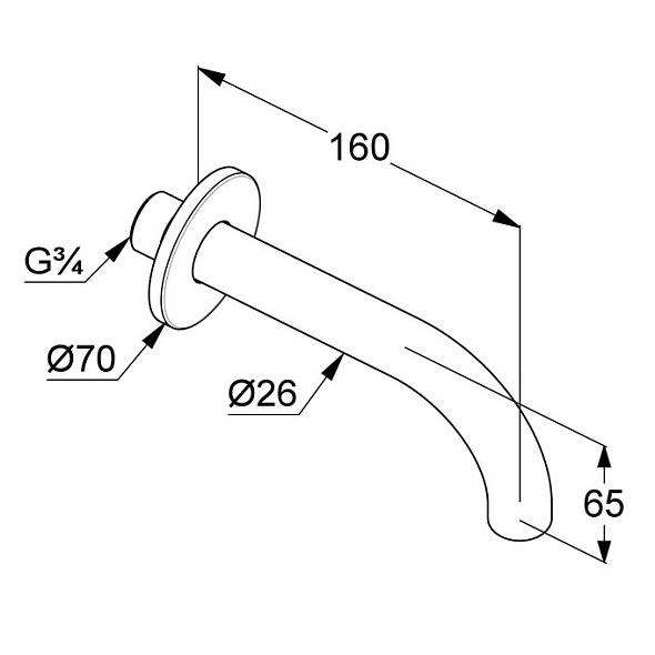 Излив для ванны Kludi Bozz 3850505, 18 см, хром