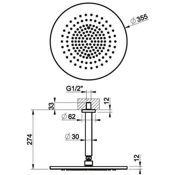 Лейка для душа Gessi 316 54152.239, потолочная, брашированная сталь