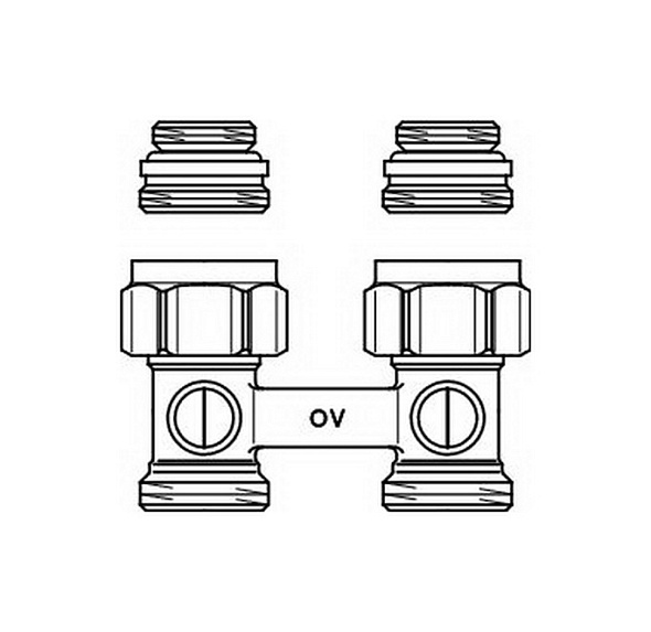 Узел подключения Oventrop Multiflex F, 1/2 HP x 3/4 НР, проходной