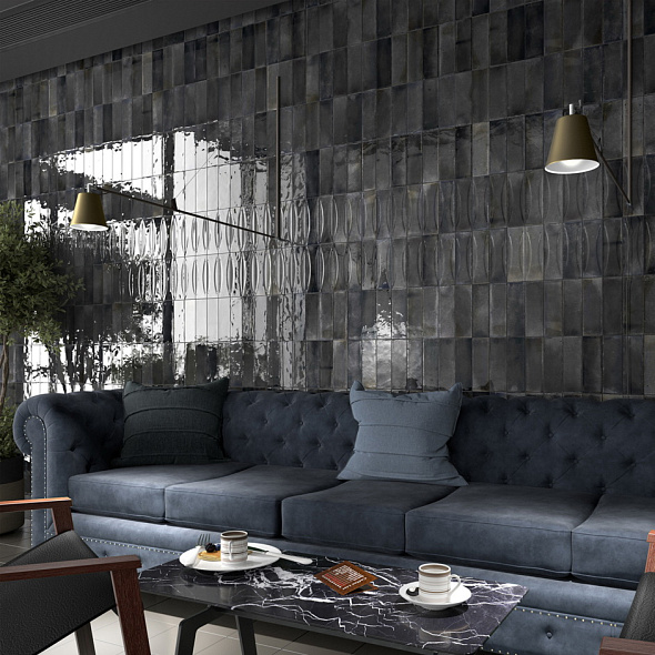 Плитка керамическая Equipe Hanoi 6,5х20, Black Ash, 8 мм