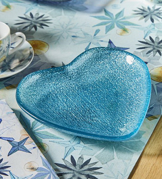 Блюдо "Сердце" 25х25 см, голубое