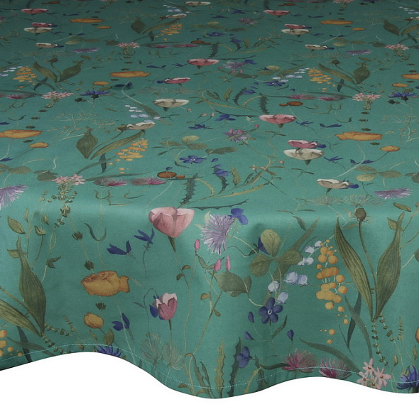Скатерть круглая Textile Flora 170 см, зеленая