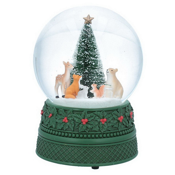 Снежный шар "Звери возле елки" 17х12х12 см