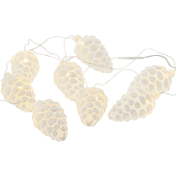 Елочная гирлянда Celina "Шишки", длина 1,5 м, цвет белый