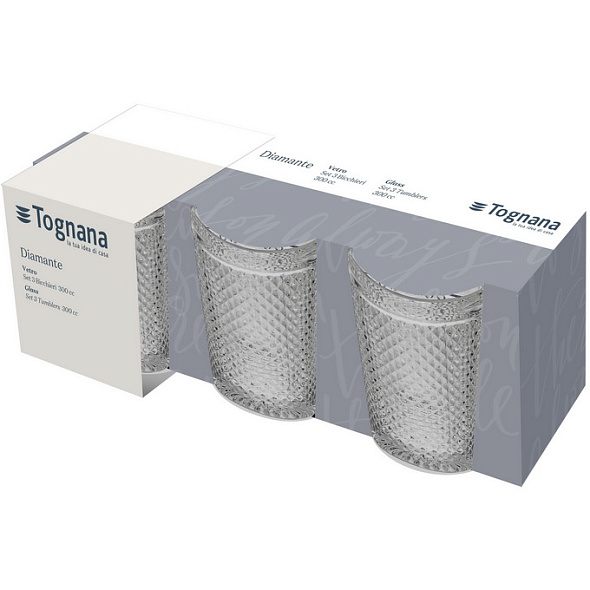 Набор стаканов Glass Diamante 300 мл, 3 шт, розовый