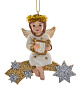 Игрушка на елку "Ангел на звездах с арфой" 9 см