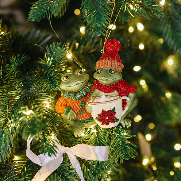 Елочная игрушка "Лягушки" 9,5 см