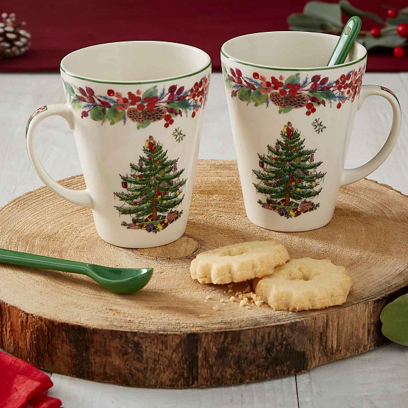 Кружка Spode Christmas Tree 400 мл, с ложкой