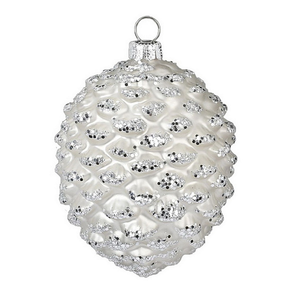 Елочная игрушка "Шишка" 8 см, цвет серебро