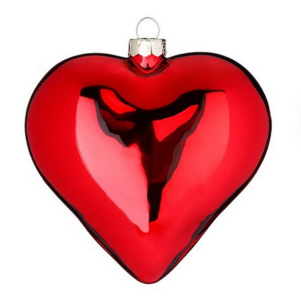 Елочная игрушка "Сердце" 8 см, красная глянцевая