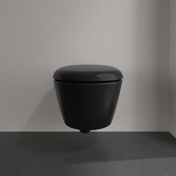 Унитаз Villeroy & Boch Antao 56х37, CeramicPlus, TwistFlush, с сиденьем, Pure Black