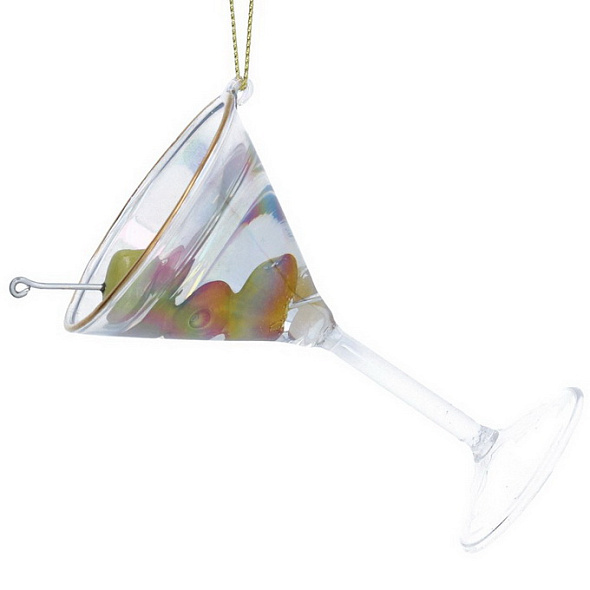 Елочная игрушка "Бокал грязного мартини" 11 см