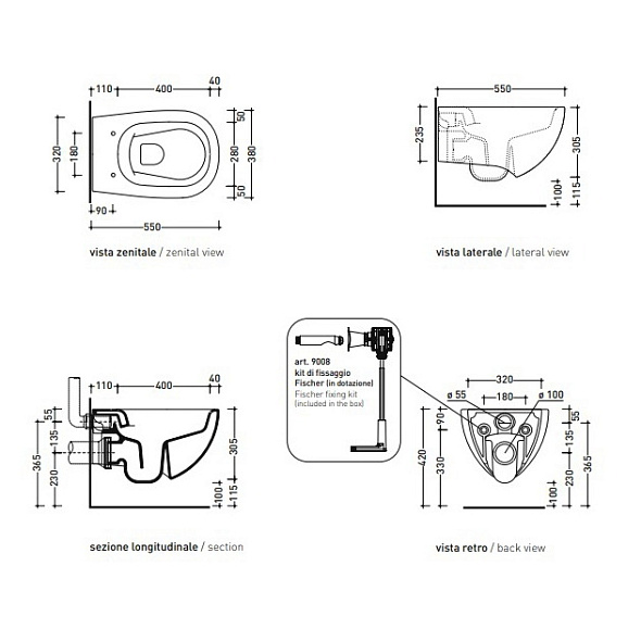 Унитаз подвесной Flaminia IO IO118G, 55х38, с сиденьем, белый
