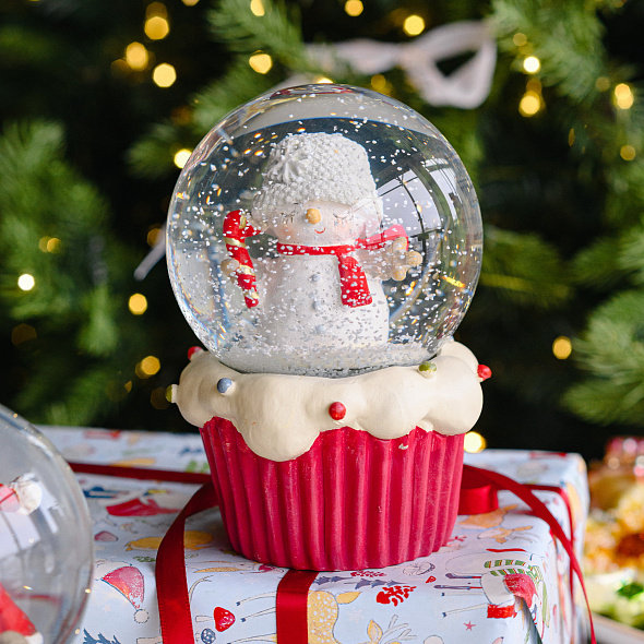 Снежный шар "Снеговик" 15 см