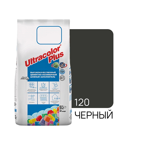 Фуга цементная Mapei UltraColor Plus N120 5 кг, черный