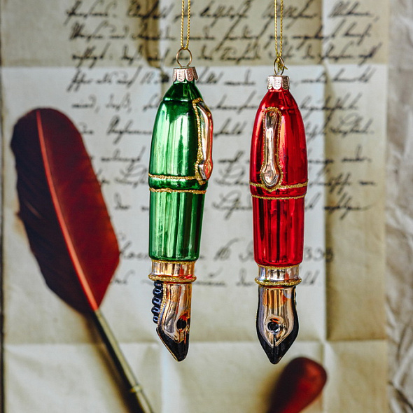 Игрушка на елку "Перо зеленое" 14,5 см