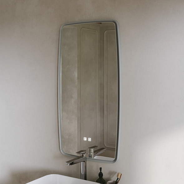 Зеркало Mebelvann Aura 98х52, с подсветкой, серая рама