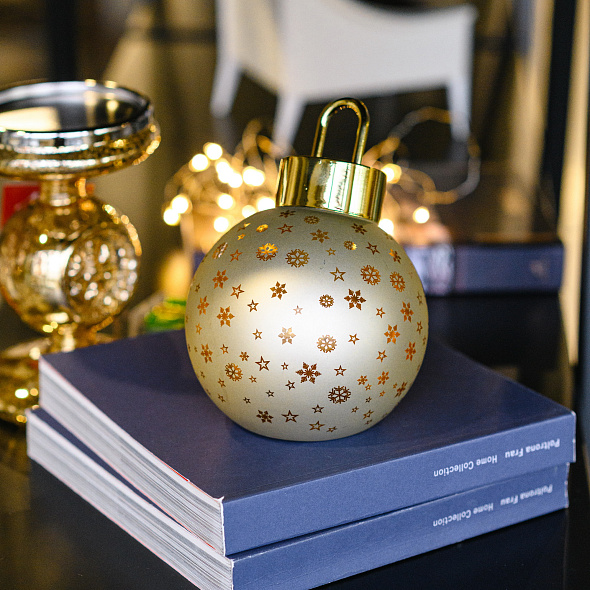 Фигурка с подсветкой "Елочный шар" 12 см, цвет золото