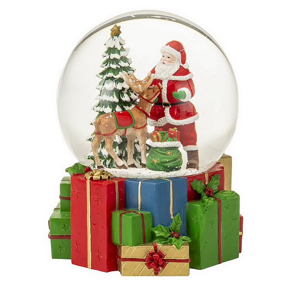 Фигурка "Снежный шар: Санта с оленем" 16 см