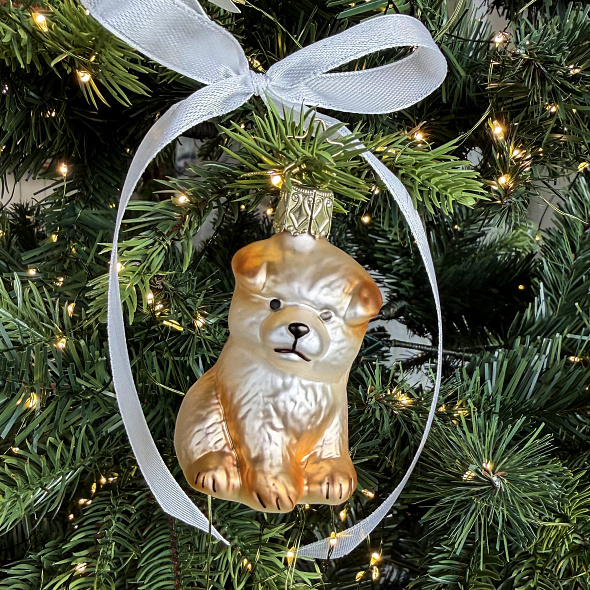 Игрушка на елку "Такса" 9,5 см, темно-коричневая