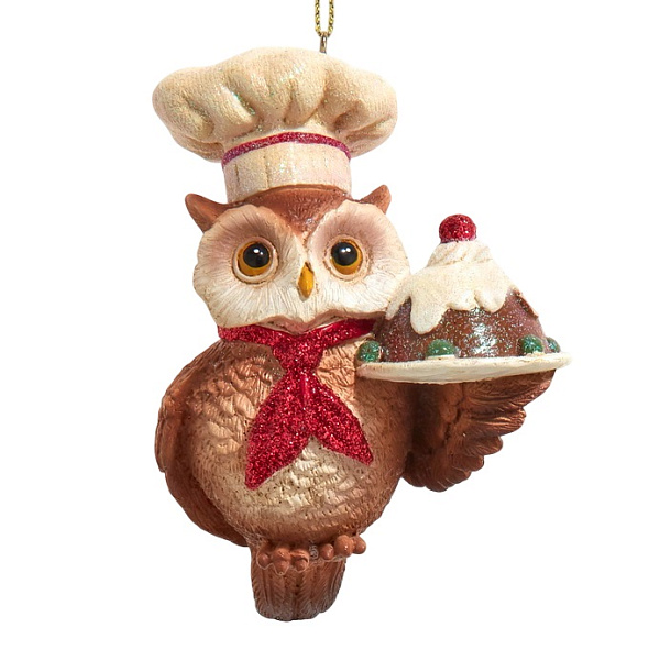 Елочная игрушка "Сова-повар" 8,9 см