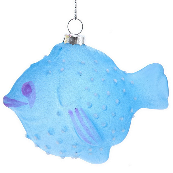Елочная игрушка "Светящаяся Рыба" 11 см, голубая