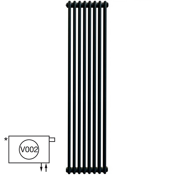 Радиатор Zehnder Сharleston 2180-8, 179х39, 1/2, V001 (V002), с термовентилем, черный