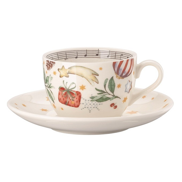 Чашка для капучино с блюдцем Christmas songs 220 мл