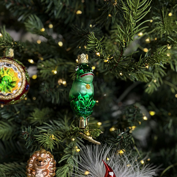 Елочная игрушка на клипсе "Принц-лягушка" 8 см