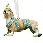 Игрушка на елку "Такса в зеленой ленте" 8 см