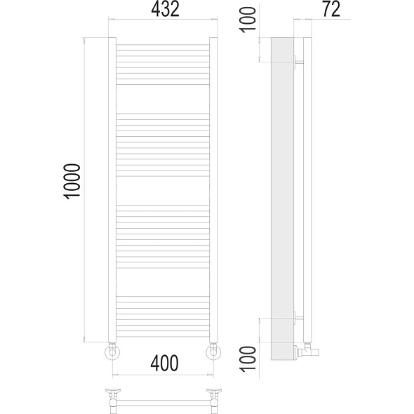 Полотенцесушитель Terminus Аврора 100х43, водяной, хром