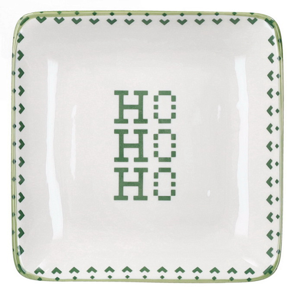 Блюдо квадратное Ho-Ho-Ho 18х18 см, зеленое