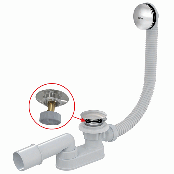 Сифон для ванны AlcaPlast A507CKM, длина 57 см, хром