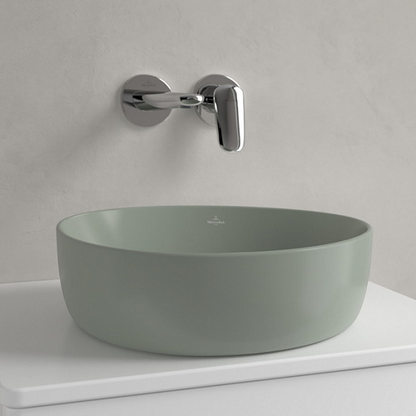 Раковина накладная Villeroy & Boch Antao 40х40, CeramicPlus, 4A7240R8, из TitanCeram, Morning Green
